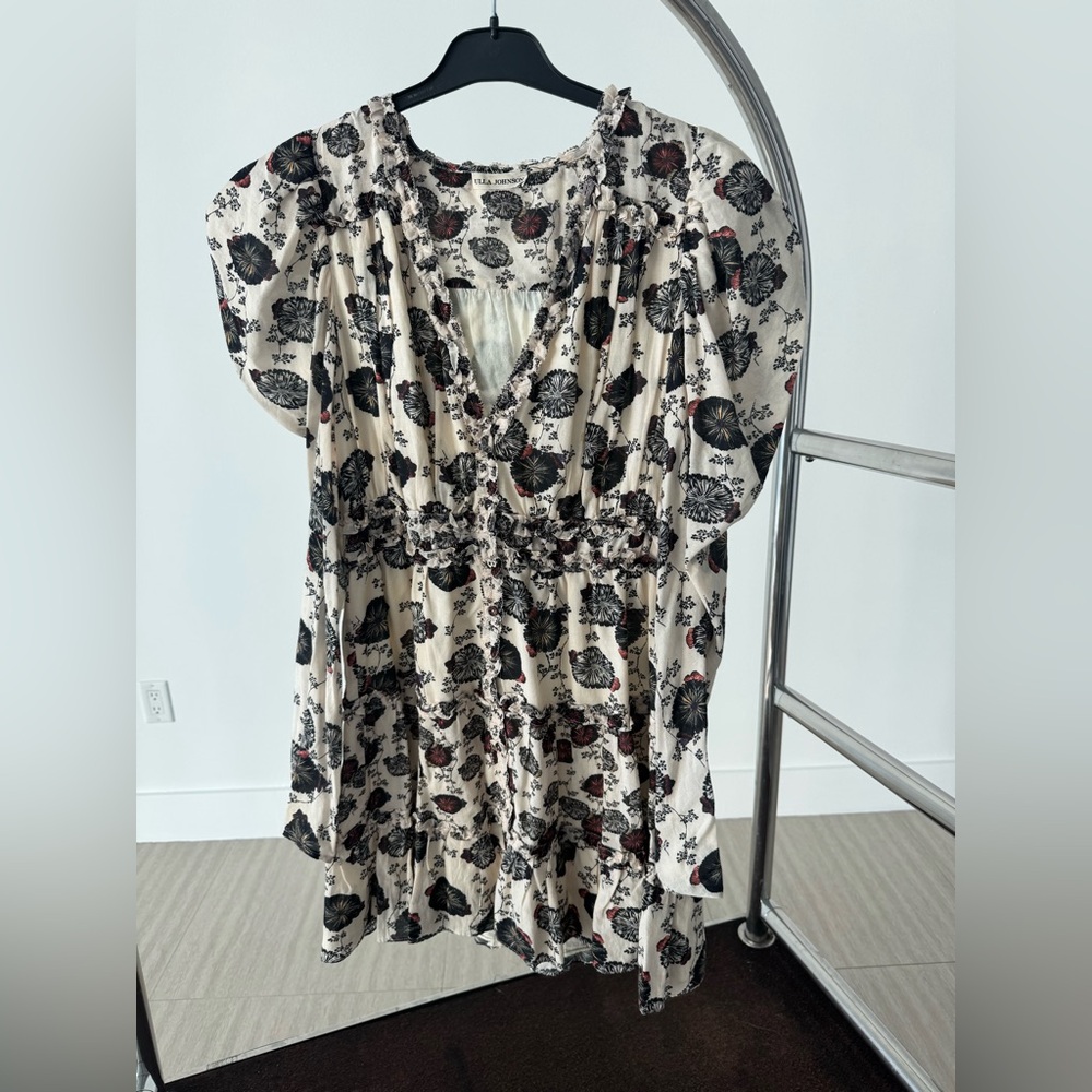 Ulla Johnson Black and Cream Floral Dress Almost New